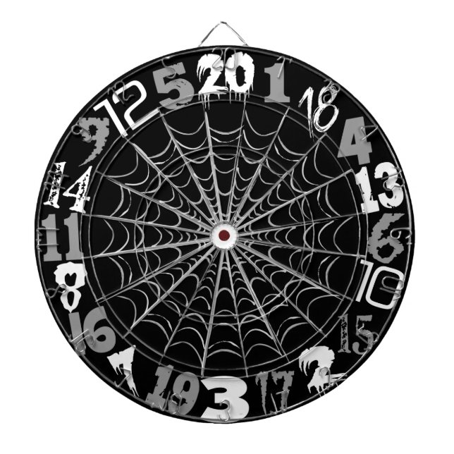 Spooky Spiderweb Halloween Dart Board (Front)