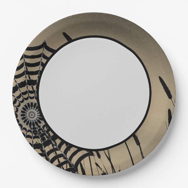 Spooky Spiderweb Paper Plates (Front)