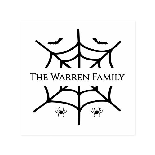 Spooky Spiderweb Spiders Bats Family Name Self-inking Stamp