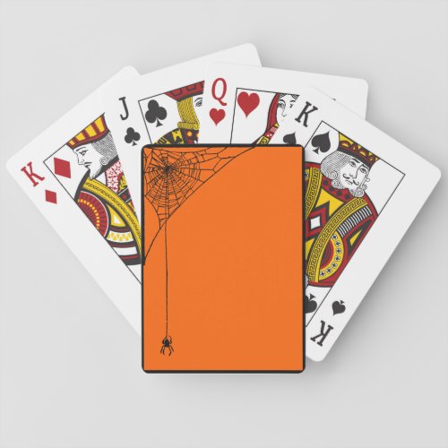 Spooky Spiderwebs Orange and Black Poker Cards