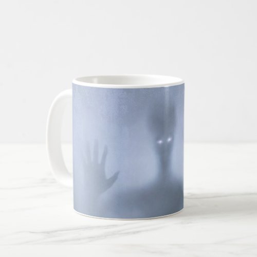 Spooky Spirit Alien Emerging from Fog Coffee Mug