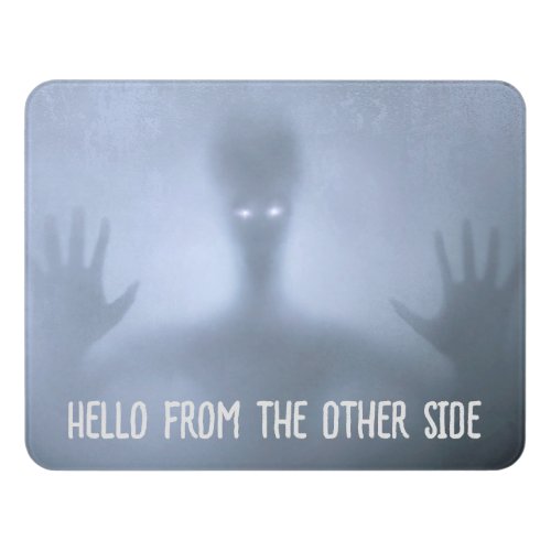 Spooky Spirit Alien Emerging from Fog Custom Text Door Sign
