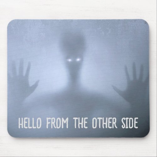 Spooky Spirit Alien Emerging from Fog Custom Text Mouse Pad