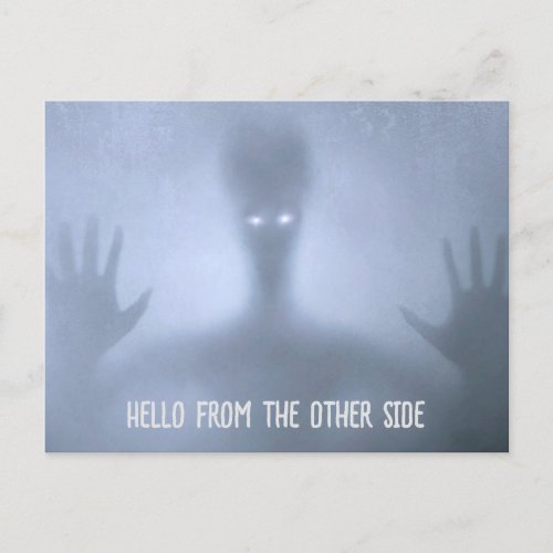 Spooky Spirit Alien Emerging from Fog Custom Text Postcard