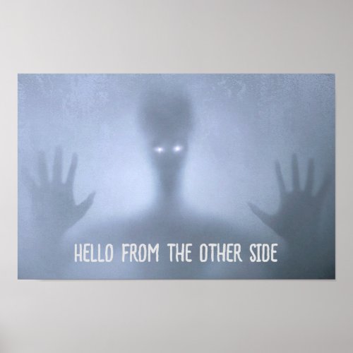 Spooky Spirit Alien Emerging from Fog Custom Text Poster