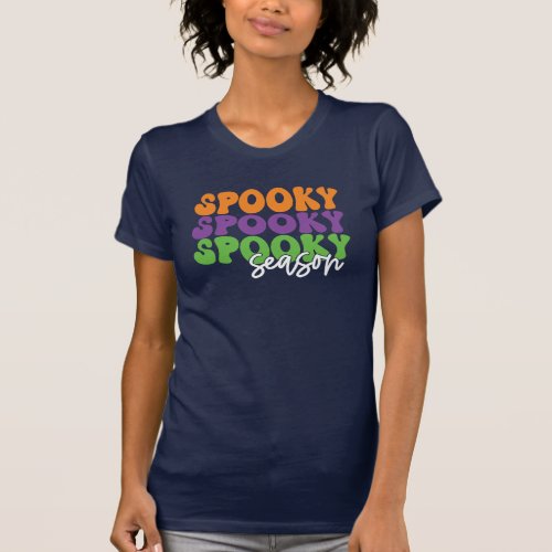 Spooky Spooky Season Retro Typography T_Shirt