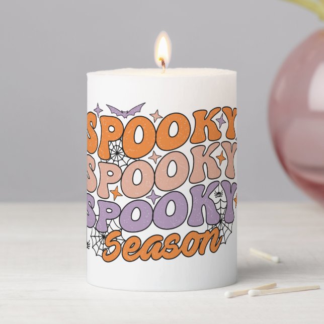 Spooky Spooky Spooky Season Pillar Candle (In Situ)
