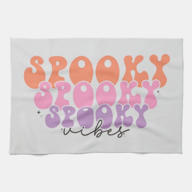 Spooky Spooky Spooky Vibes Kitchen Towel (Horizontal)