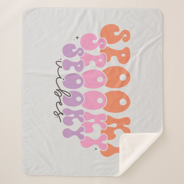 Spooky Spooky Spooky Vibes Sherpa Blanket (Front)