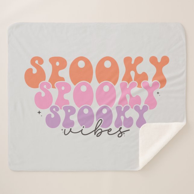 Spooky Spooky Spooky Vibes Sherpa Blanket (Front (Horizontal))