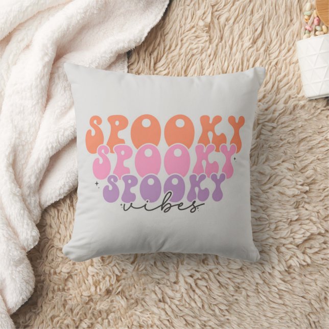Spooky Spooky Spooky Vibes Throw Pillow (Blanket)