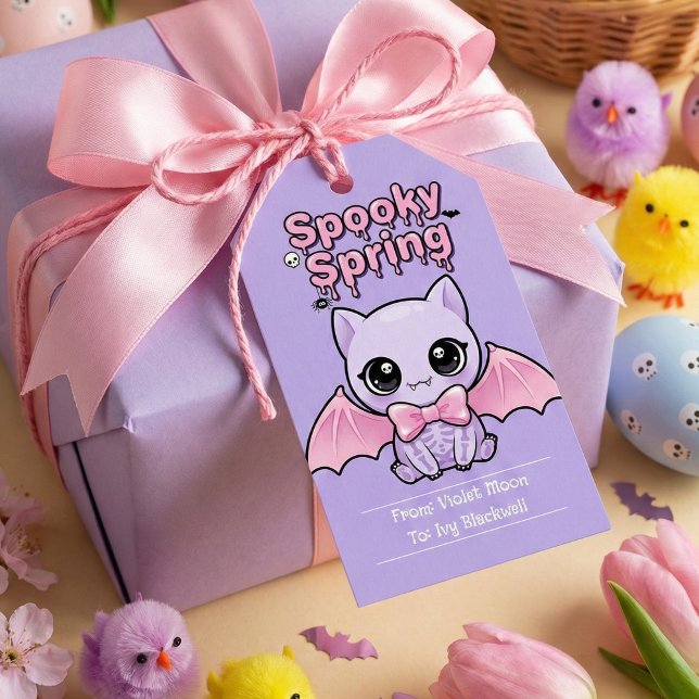 Spooky Spring Bat Lavender Pastel Goth Gift Tag (Spooky Spring Bat Lavender Pastel Goth Gift Tag)