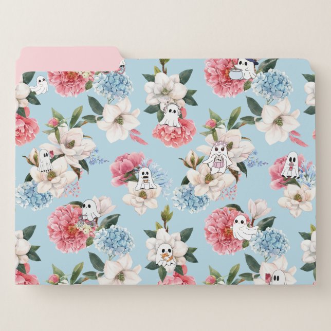 Spooky Spring Floral Ghost File Golders Folder (Front Left)