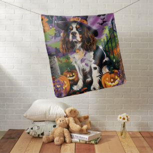 Spooky Springer Spaniel Halloween Witch Pumpkin  Baby Blanket