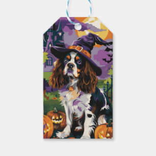 Spooky Springer Spaniel Halloween Witch Pumpkin Gift Tags