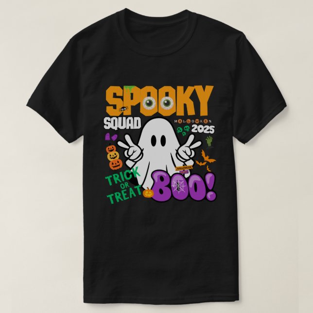 Spooky Squad 2025 - Ghost Trick or Treat Halloween T-Shirt (Design Front)