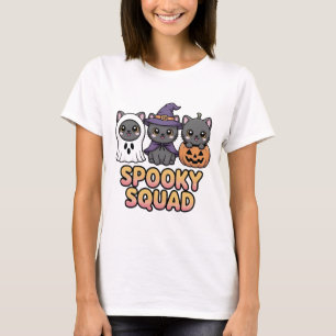 Spooky Squad Cute Halloween Cats T-Shirt Kawaii