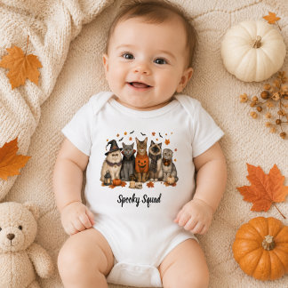 Spooky Squad Halloween Cats Illustration Baby Bodysuit