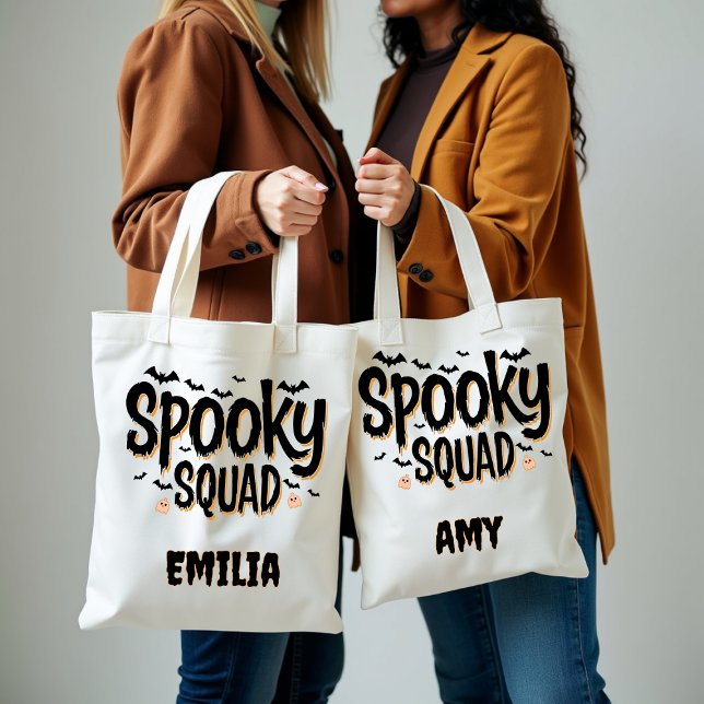 Spooky Squad Halloween Custom Name Friend's Tote Bag (Creator Uploaded)