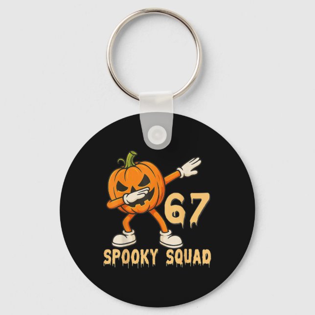 Spooky Squad Pumpkin 67 Halloween Meme 6 7 Numbers Keychain (Front)