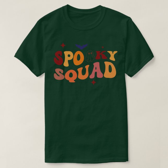 SPOOKY SQUAD Retro Groovy Cousin Crew Floral Ghost T-Shirt (Design Front)