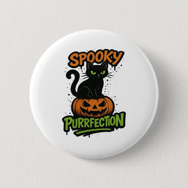 Spooky Squad Retro Halloween Design (Black Text) – Button (Front)