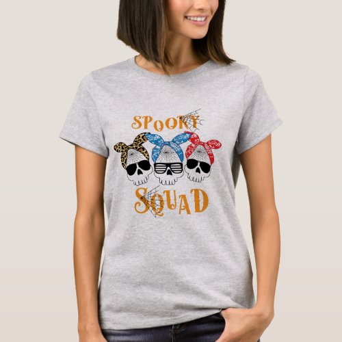 Spooky Squad Skull Halloween T_Shirt