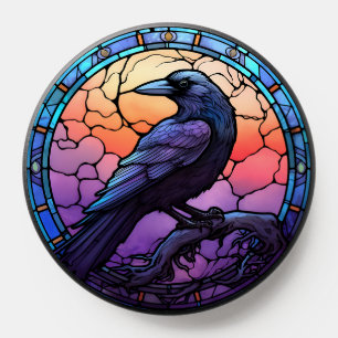 Spooky Stained Glass Raven PopSocket