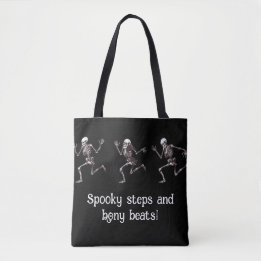 Spooky steps, and bony beats! tote bag