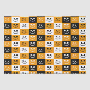 Spooky Stitch Face Black Orange White Halloween Tissue Paper