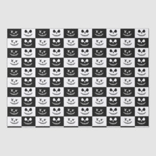 Spooky Stitch Face Black & White Halloween Tissue Paper