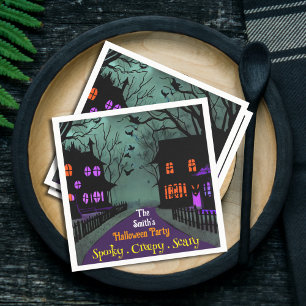 Spooky Street Custom Text Halloween Napkins