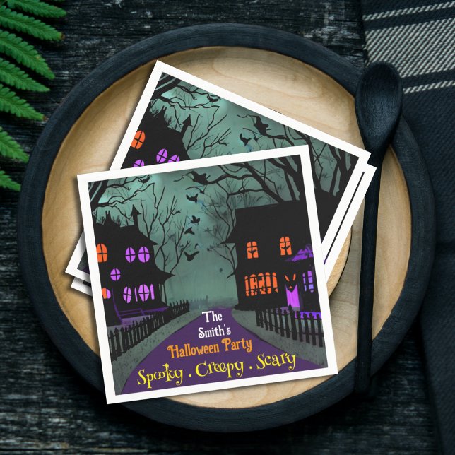 Spooky Street Custom Text Halloween Napkins (Creator Uploaded)