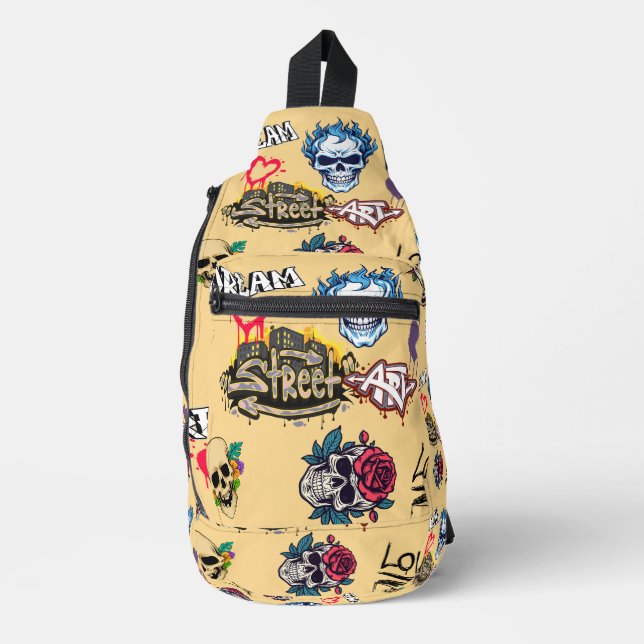 Spooky streetart illustrations skull Graffiti  Sling Bag (Front)
