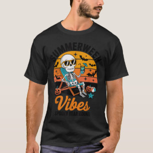 Spooky Summer Beach Skeleton Funny Halloween Summe T-Shirt