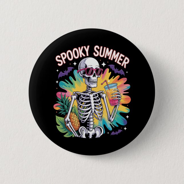 Spooky Summer Beach Vacation Button (Front)