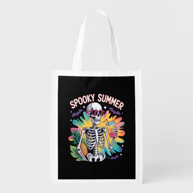 Spooky Summer Beach Vacation Grocery Bag (Front)