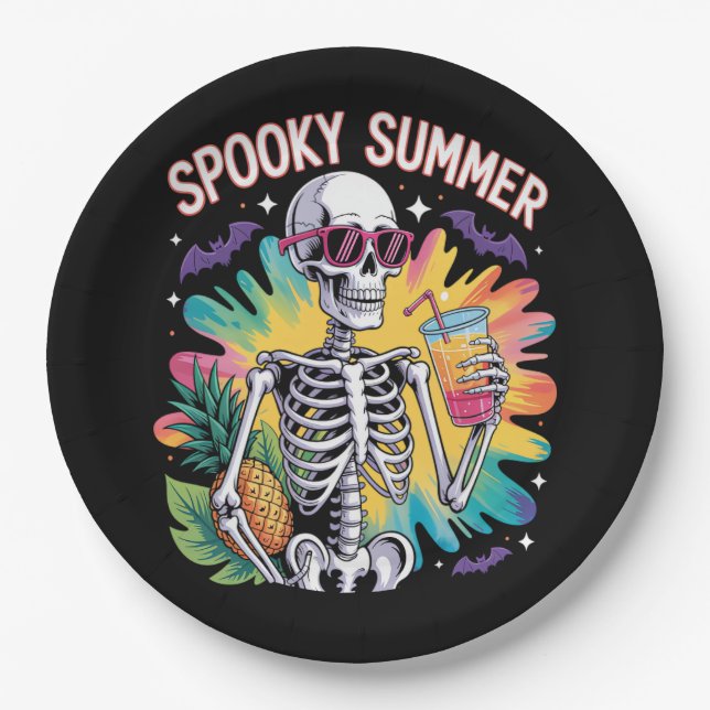 Spooky Summer Beach Vacation Paper Plates (Front)