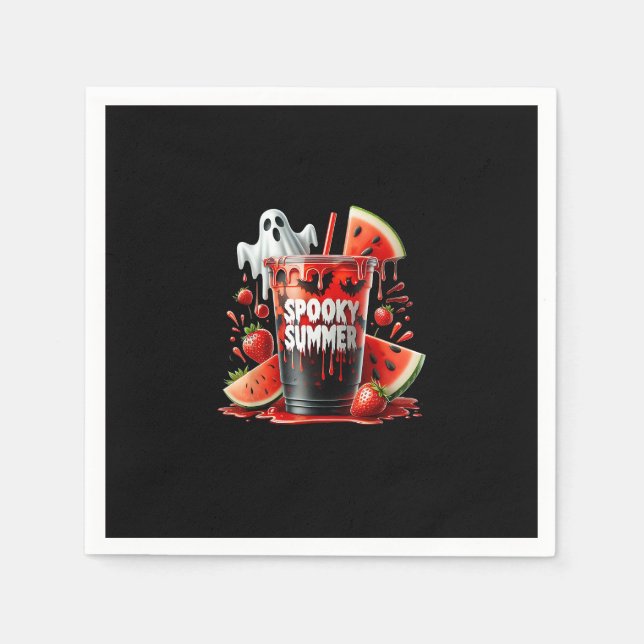 Spooky Summer Drinks Summerween Vibes Funny Summer Napkins (Front)