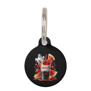 Spooky Summer Drinks Summerween Vibes Funny Summer Pet ID Tag