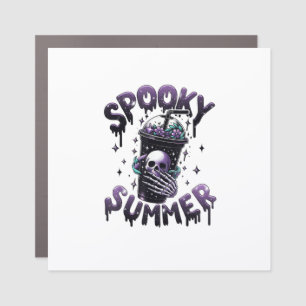 Spooky Summer Funny Meme Skeleton Coffee Funny Sum Car Magnet