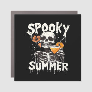 Spooky Summer Funny Meme Skeleton Coffee Summerwee Car Magnet