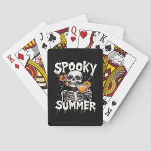 Spooky Summer Funny Meme Skeleton Coffee Summerwee Poker Cards