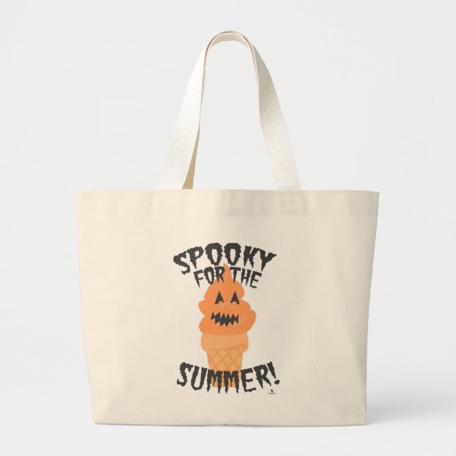   Spooky Summer Funny Summerween Cartoon Cone Large Tote Bag (Front)