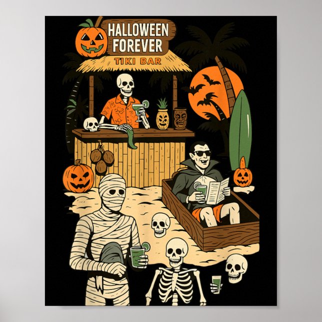 Spooky Summer Halloween Retro Summer Horror Poster (Front)