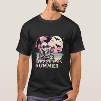 Spooky Summer Skeleton Halloween Vibes Iced Coffee T-Shirt