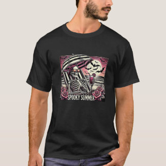 Spooky Summer Skeleton Halloween Vibes Iced Coffee T-Shirt