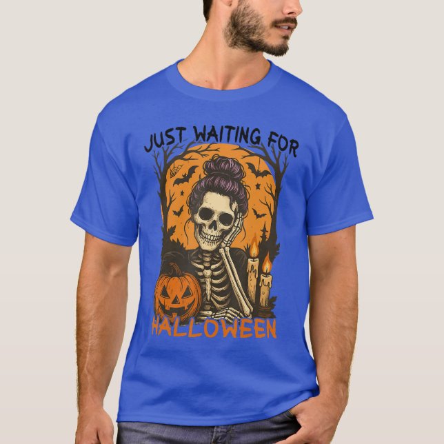 Spooky Summer Skeleton Just Waiting For Halloween  T-Shirt (Front)