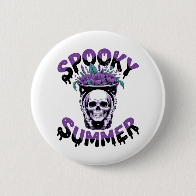 Spooky Summer Skeletonsummerween Button (Front)