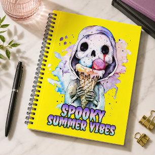 Spooky Summer Vibes Skeleton Summerween Goth Notebook